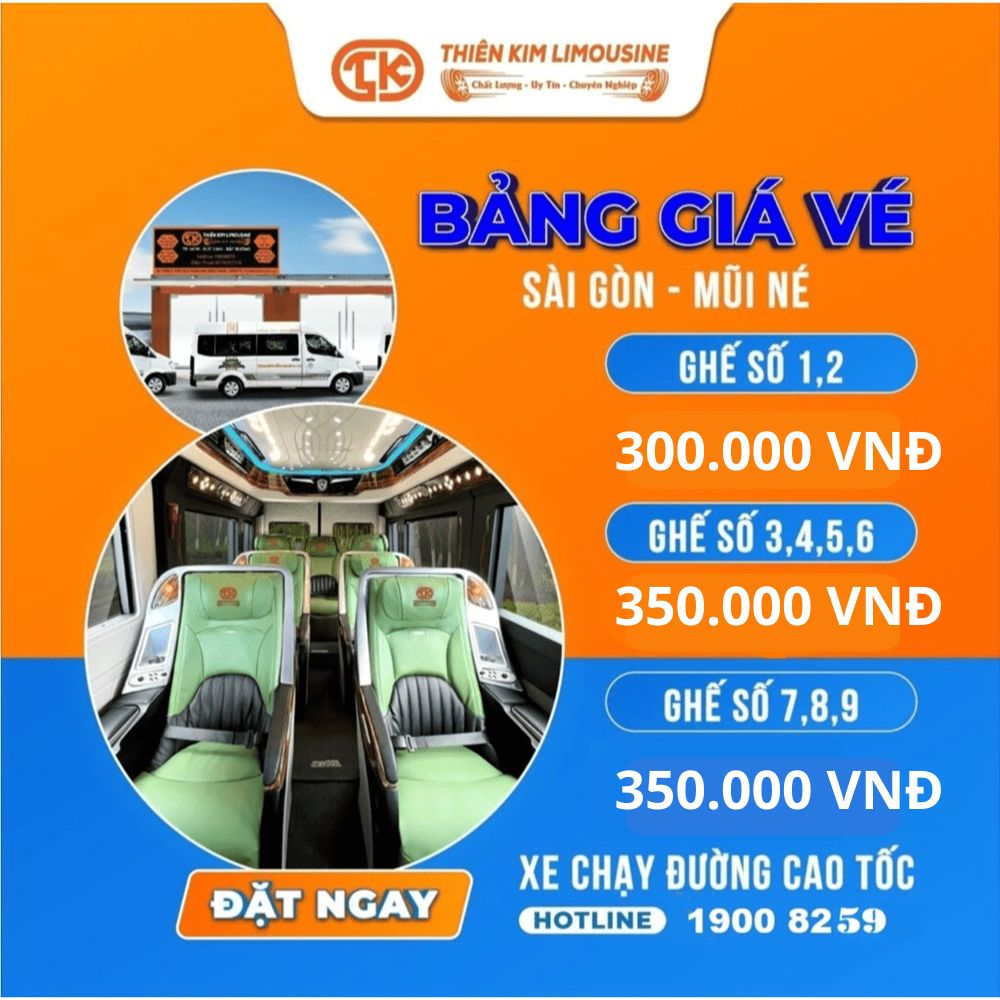 Bảng giá vé xe limousine Sài gòn - Phan Thiết, Mũi Né