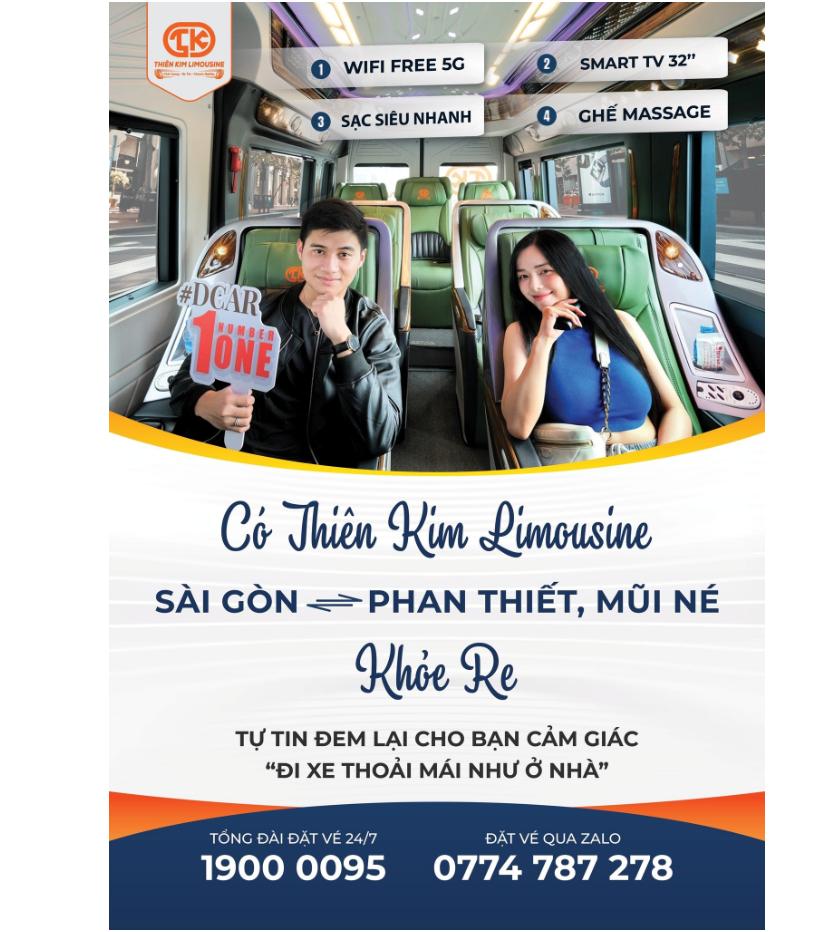 Xe limousine Sài Gòn đi Phan Thiết, Mũi Né, Hòn Rơm ghế massage