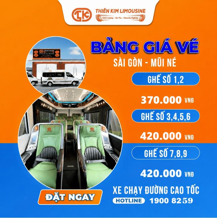 Bảng Giá xe limousine Sài gòn đi Mũi Né và ngược lại