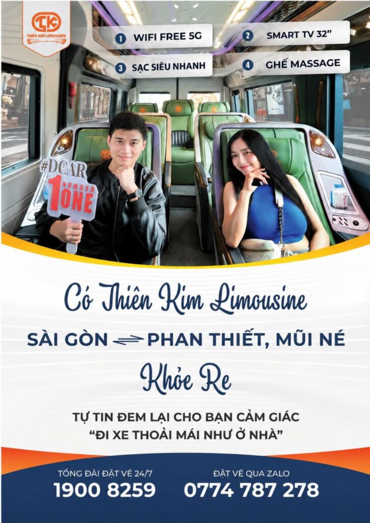Xe limousine sài gòn đi  phan thiết, mũi né 9 chỗ ghế boeing massage