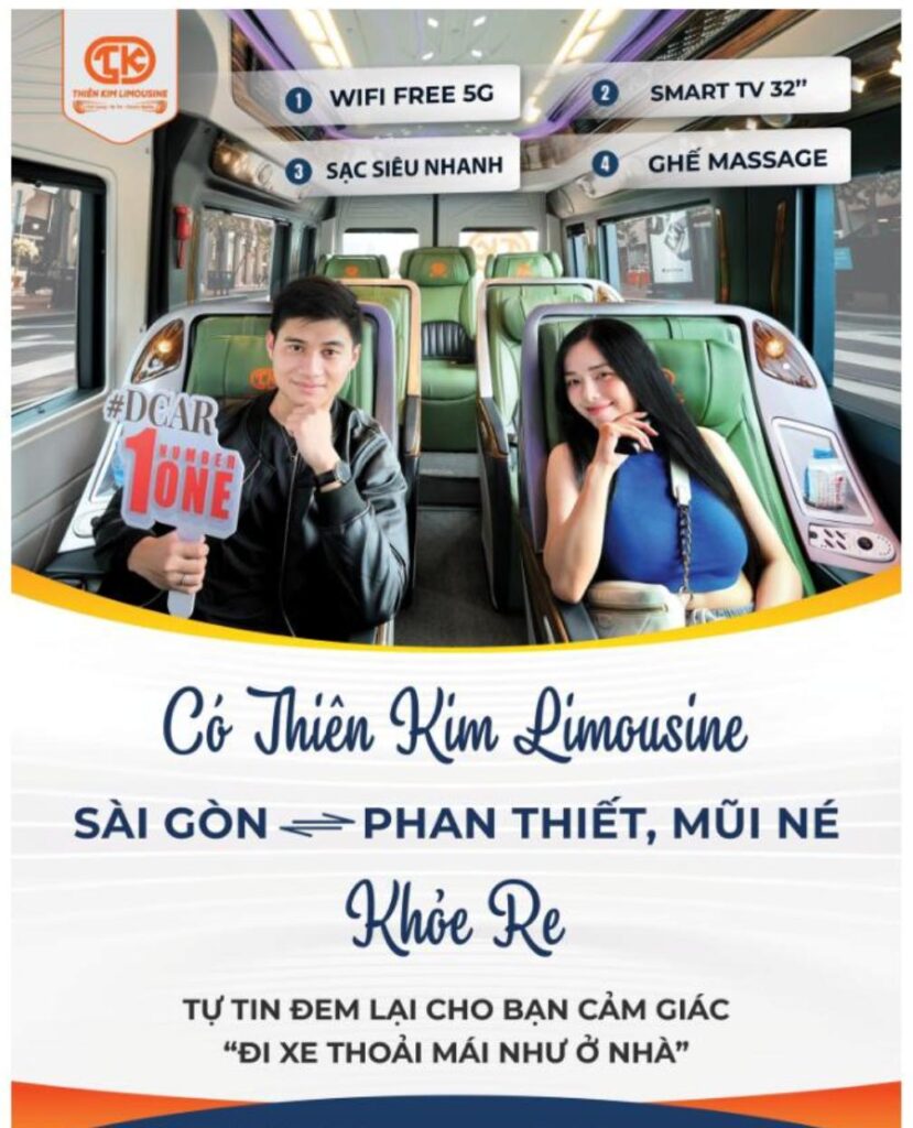 Xe limousine Sài Gòn đi Phan Thiết, Mũi Né, Hòn Rơm ghế massage